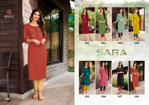 Baanvi Sara 1 Rayon Embroidery Kurti With Bottom Set 